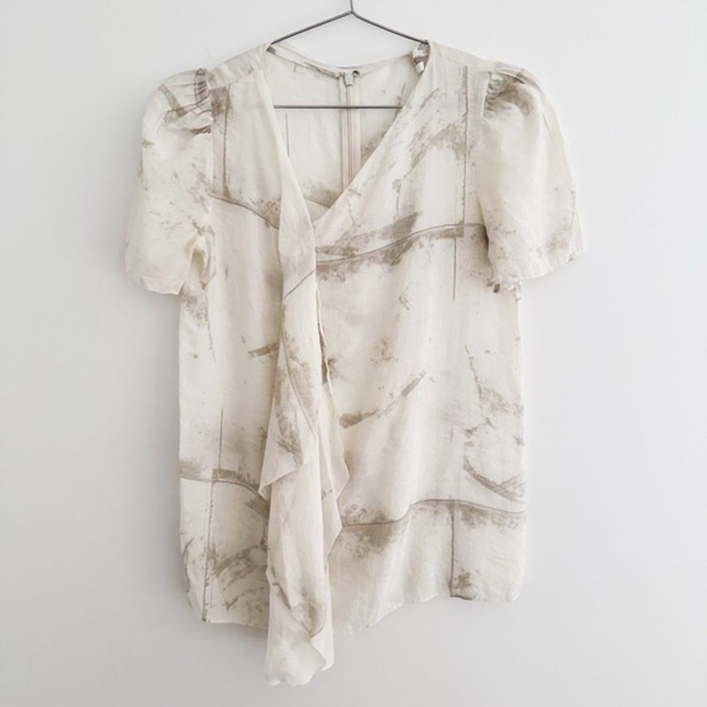 COS Airy Drape Front Short Flutter Sleeve Blouse